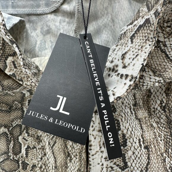 Jules & Leopold Pull-On Crop Pants Womens M Slim Straight Snake Skin Print Beige - Picture 10 of 12